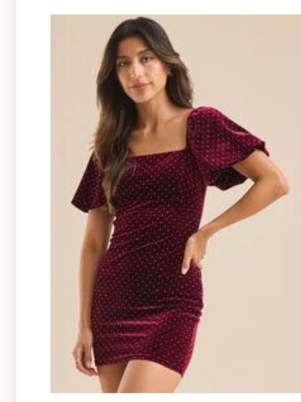 Altar'd State Burgundy Velvet Mini Dress with Square Neck